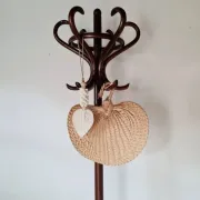 Antique curved wooden coat rack in the Thonet style, 1875.