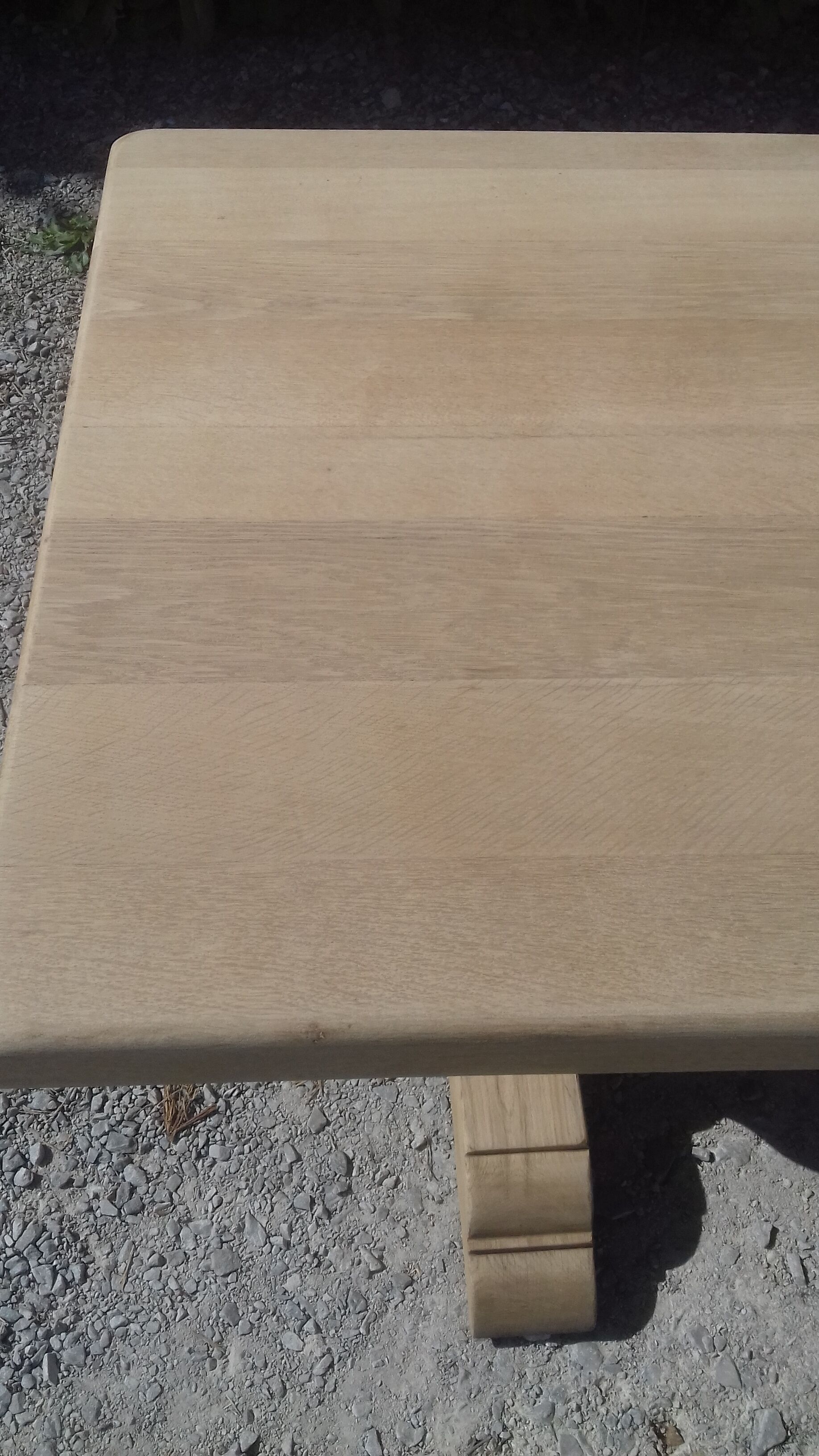 Solid oak monastery table raw wood.