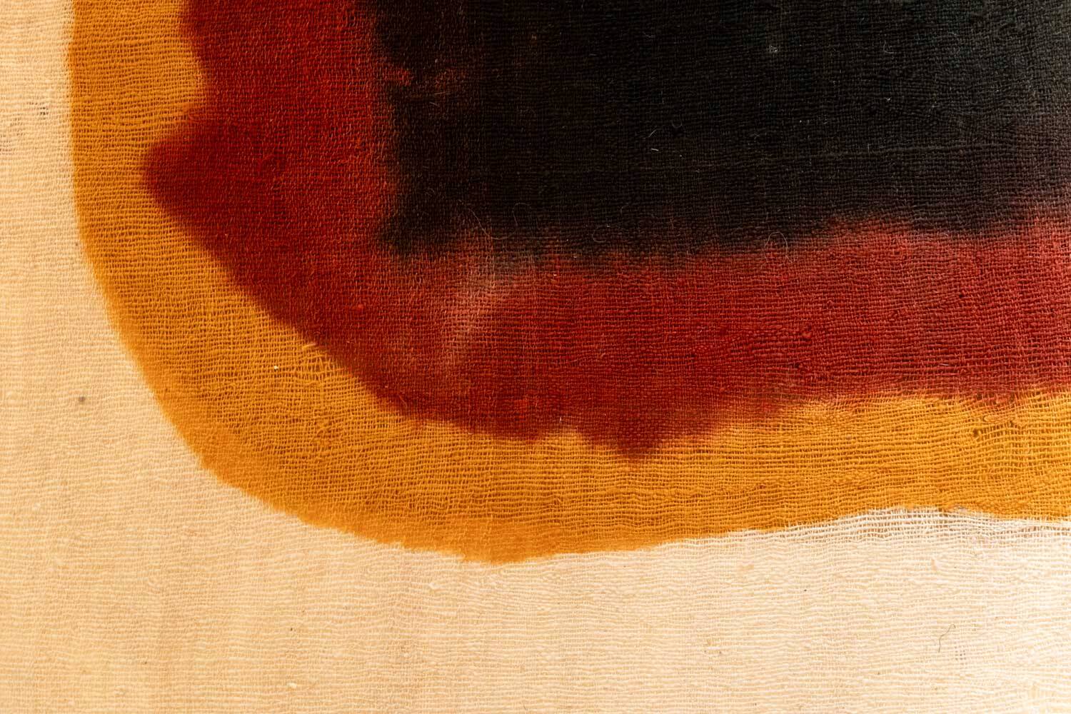 Triptych with geometric decoration in woven wool. Handcrafted work, 20th century.