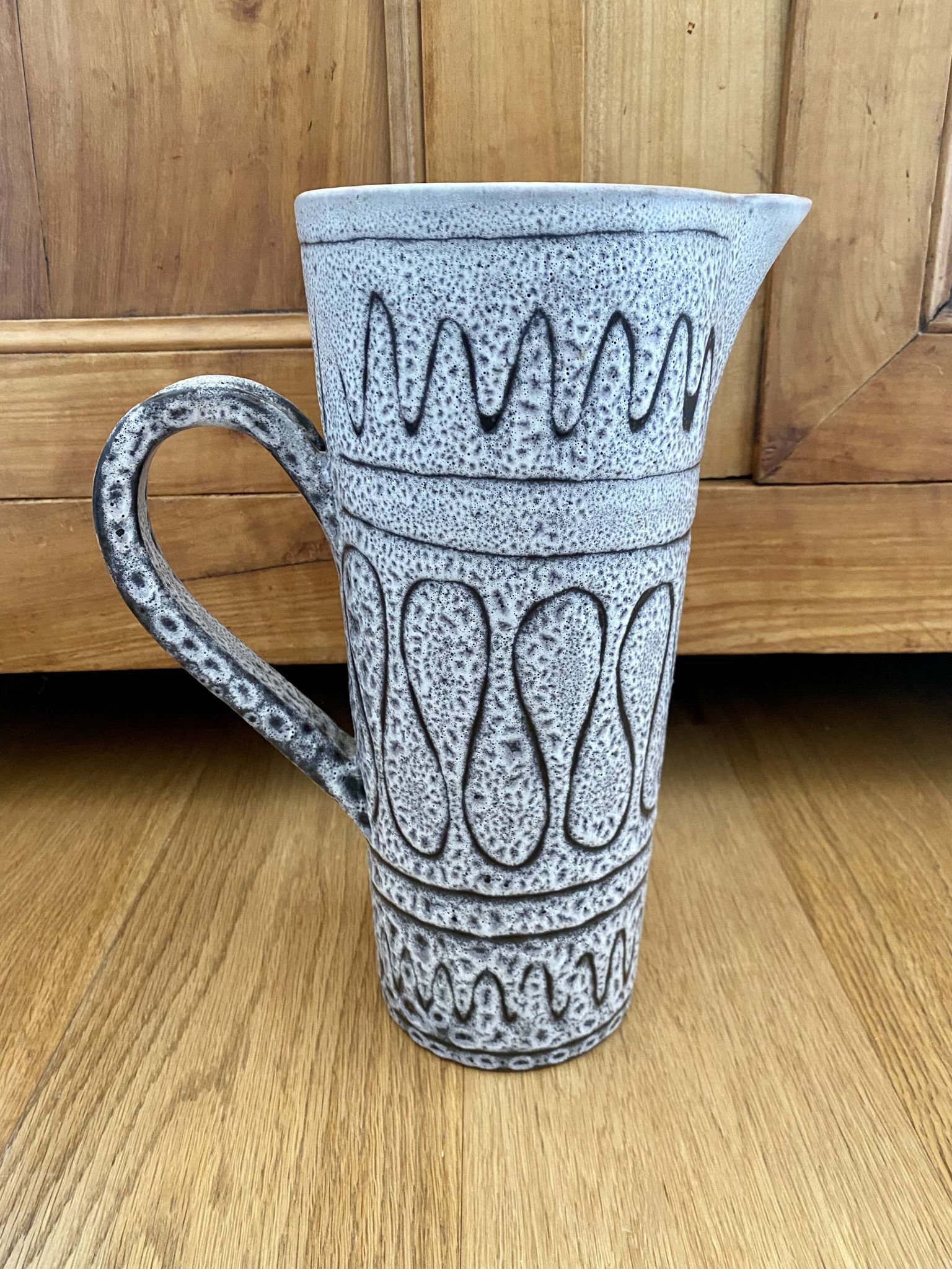 Ceramic pitcher Jean Austruy gray black and white