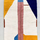Moroccan Berber carpet beni ouarain ecru with colorful patterns 143x110cm