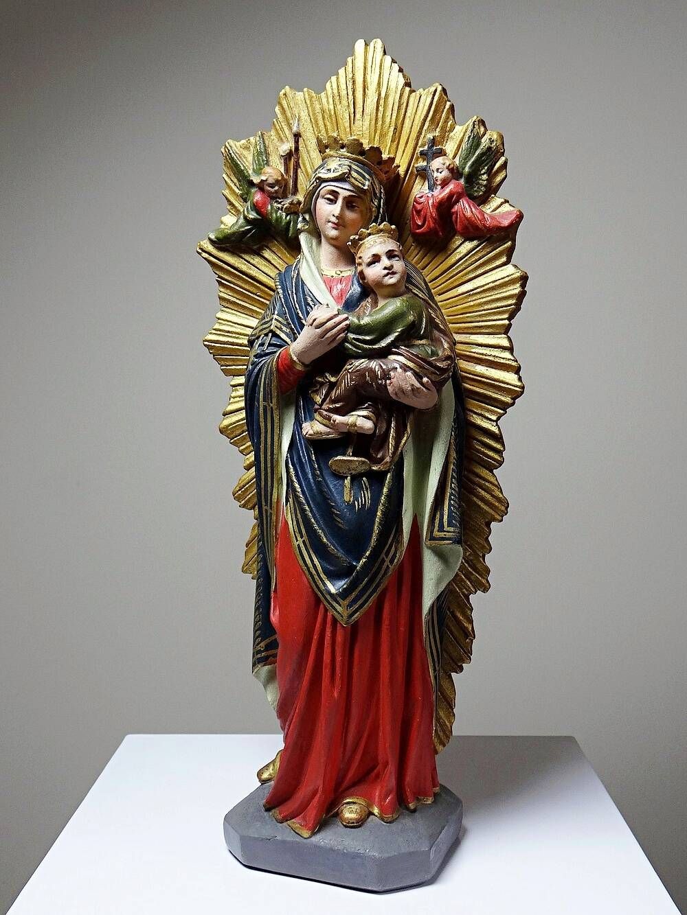 Antique statuette of the Virgin Mary of Perpetual Help, Roman cardboard, Raffl, Paris