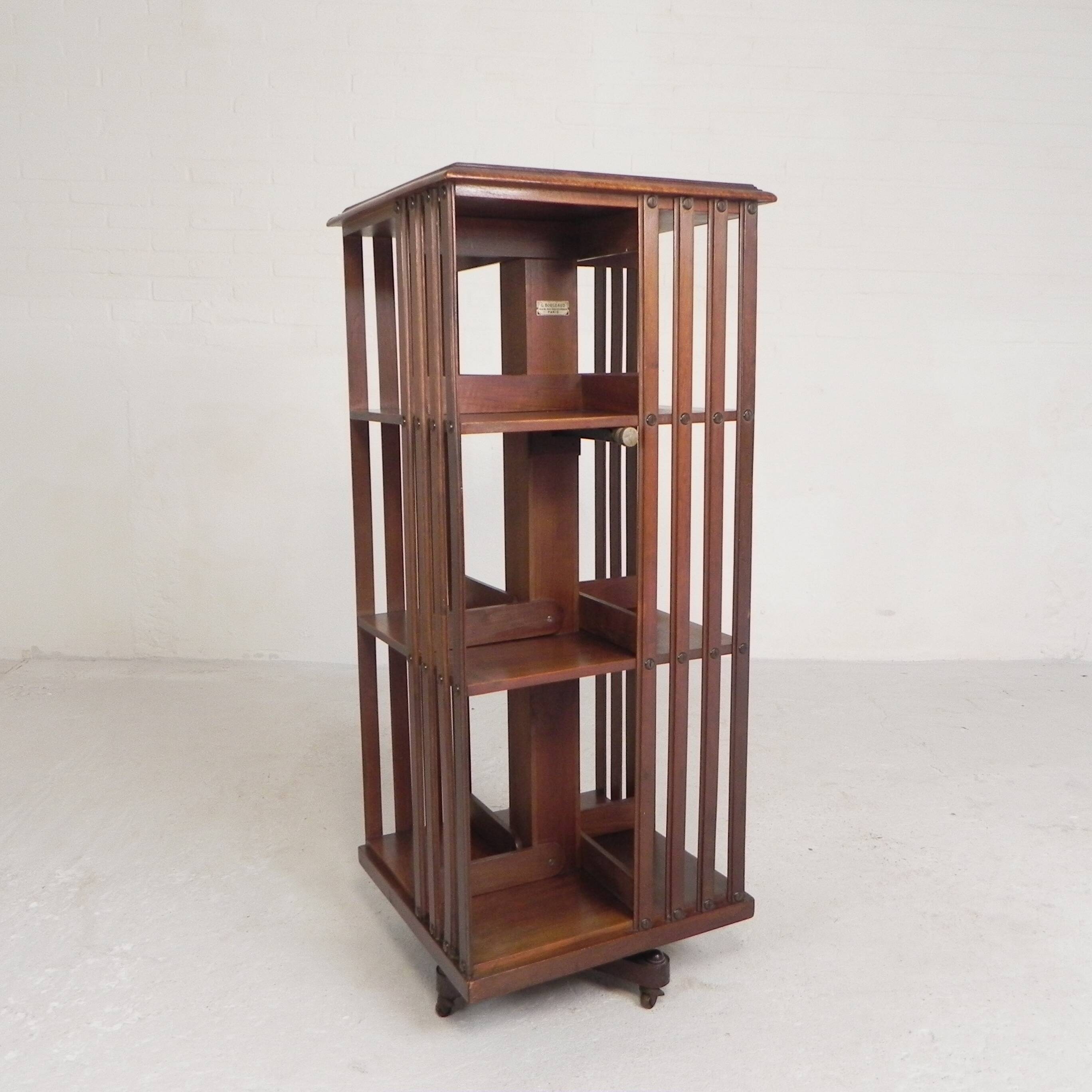 Book carousel in mahogany G. Borgeaud, Paris, 1930s