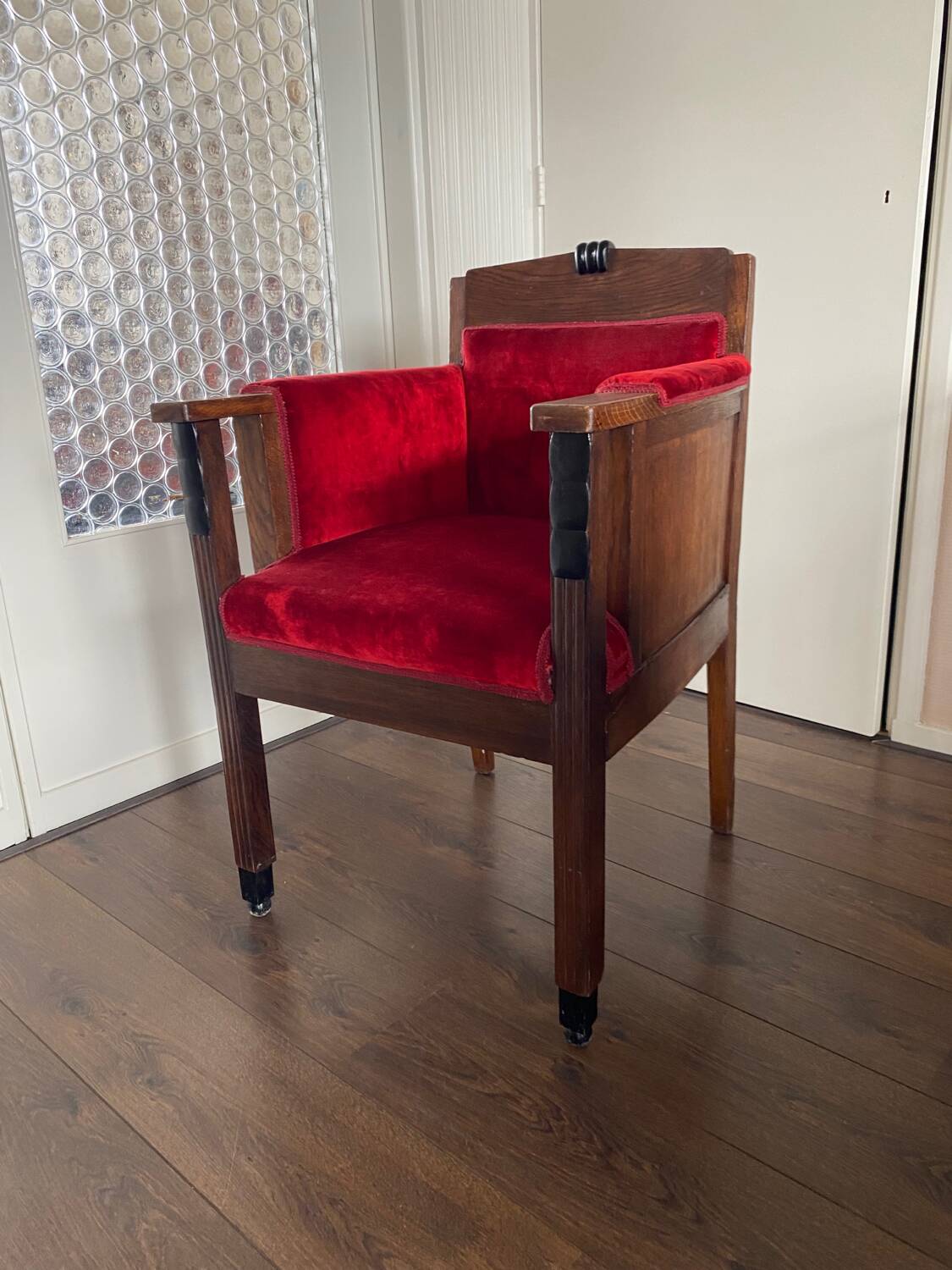 Bureau ou Chaise d'Appoint Art Déco en Chêne de l'École d'Amsterdam, années 1920