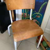 Ancienne chaise écolier enfant bois et métal