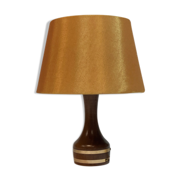 Lampe de bureau ou de table scandinave en teck et laiton, années 1960