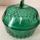 Vintage Arcoroc mint green cut glass sugar bowl or sweet jar