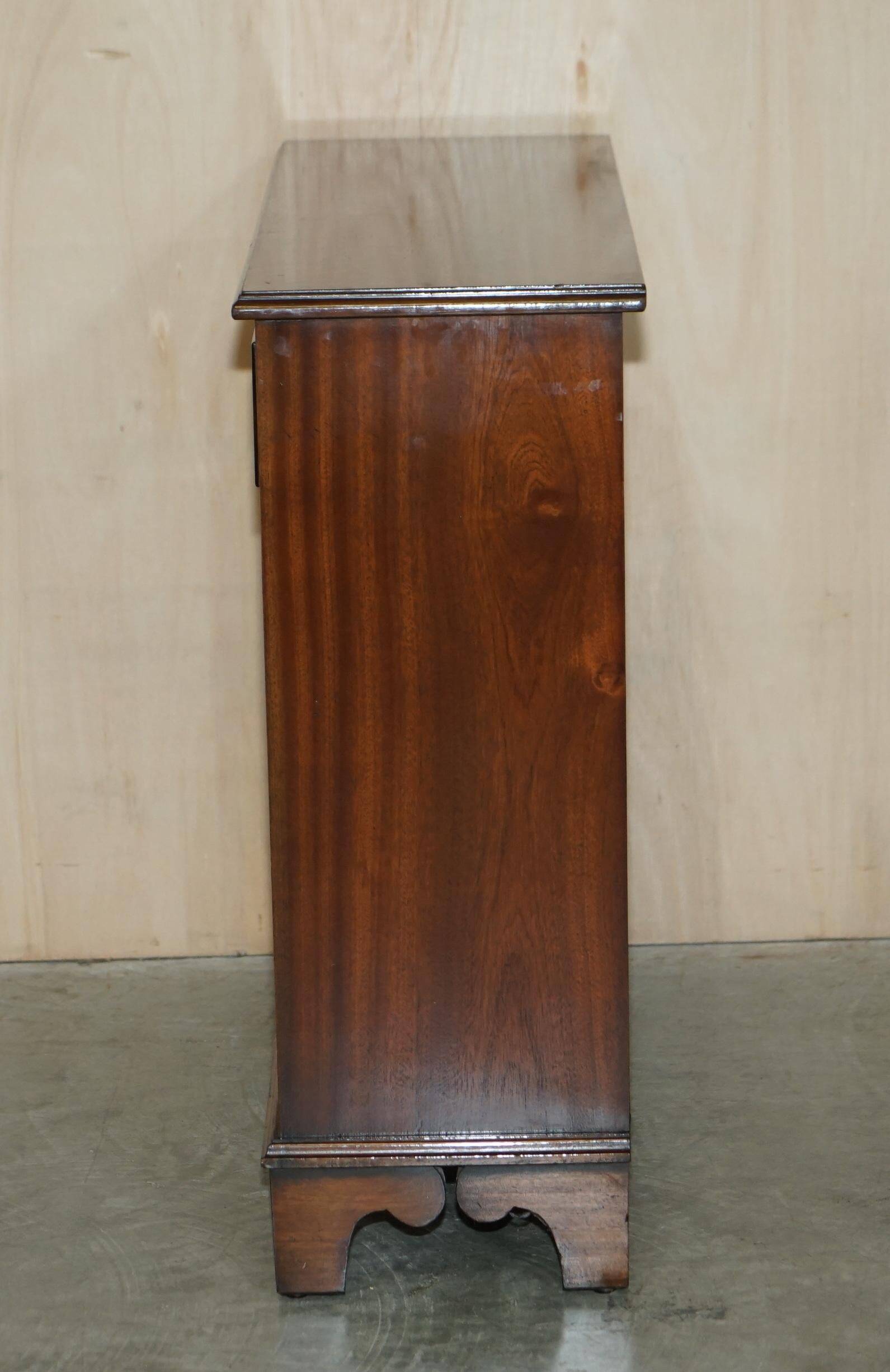 Vintage Low Bevan Funnell Library in Flamed Mahogany with Two Drawers