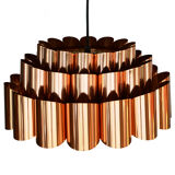 Copper pendant light by Werner Schou for Coronell Electro, Denmark 1960s