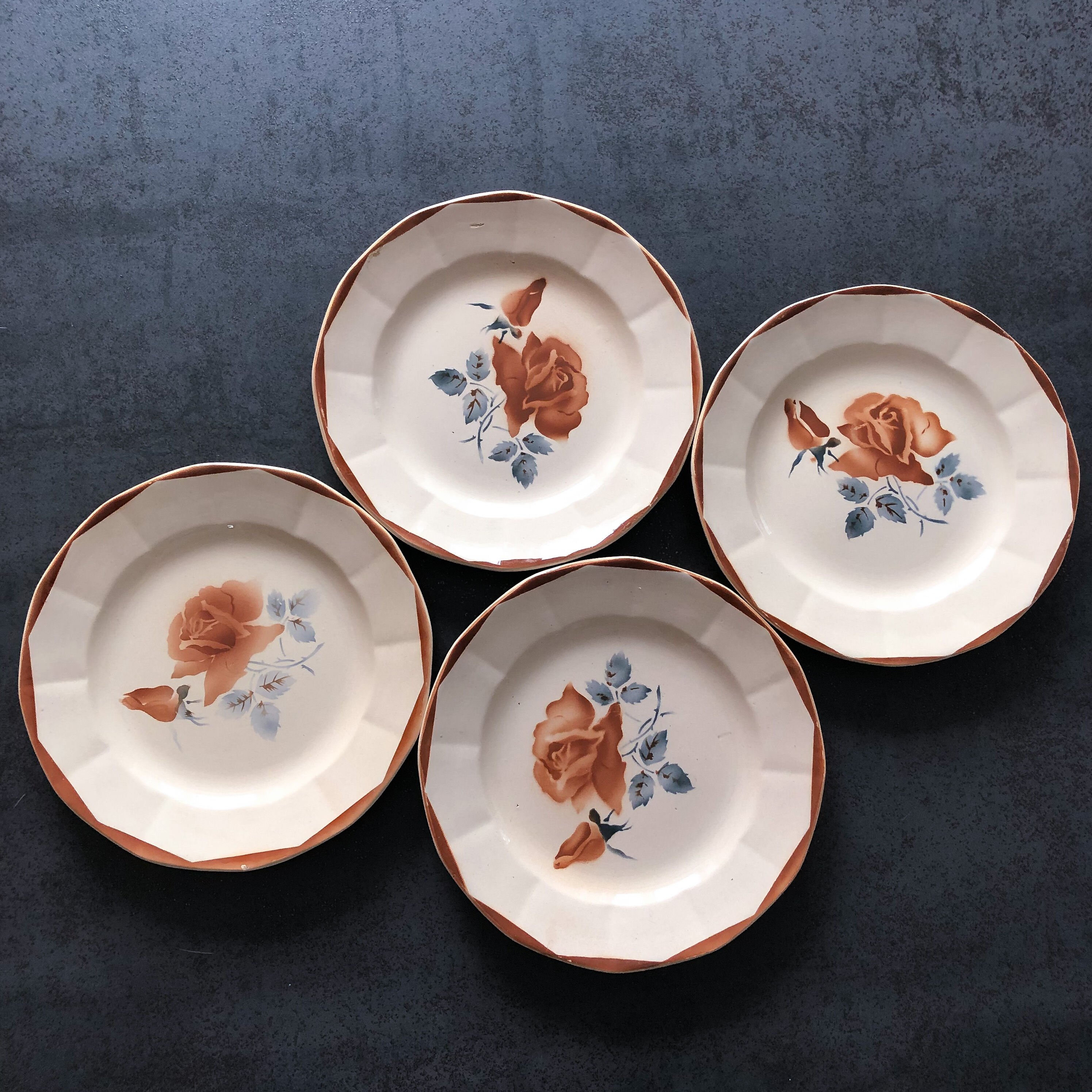 Set of 4 dessert plates Digoin Sarreguemines