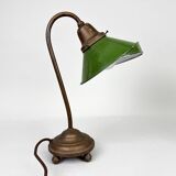 Pair of Unique 1920's Enamel & Cast Iron Desk Lamps, Czechoslovakia
