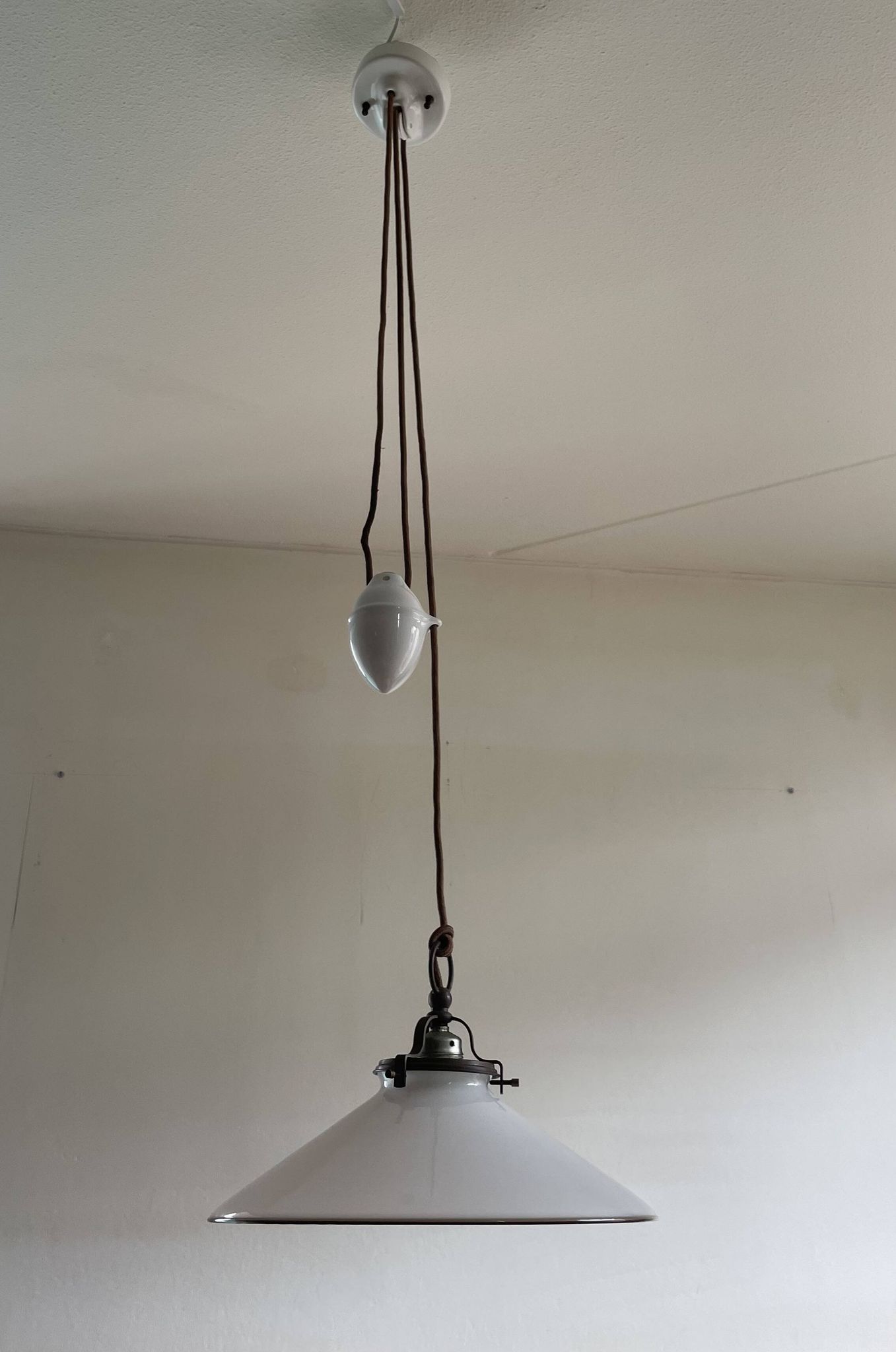 Art Deco porcelain and glass pendant light