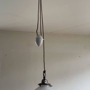 Art Deco porcelain and glass pendant light