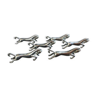 Set of 6-door silver metal knives horses