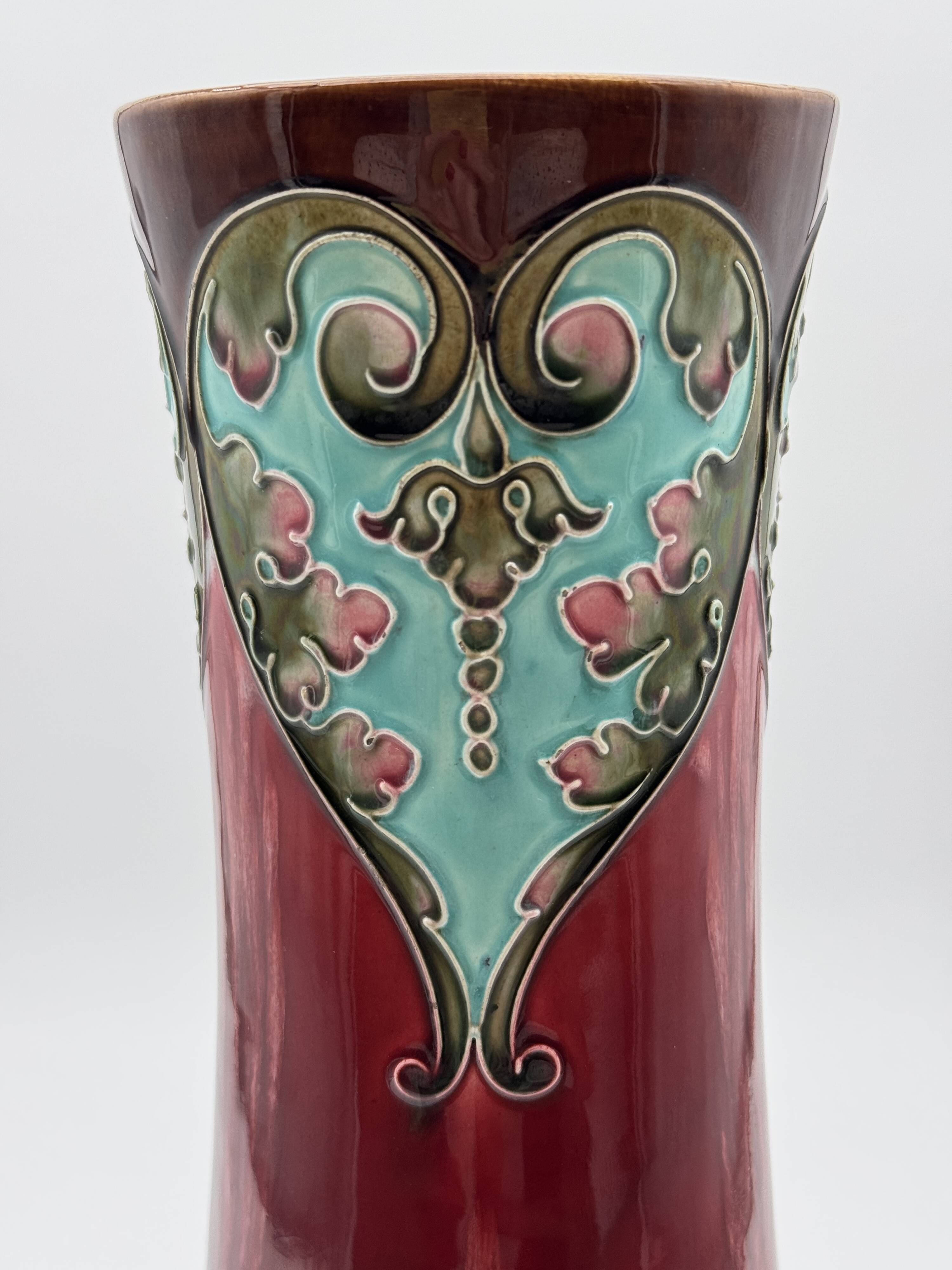 Art Deco Vase Thulin – Turquoise & Amber Ceramic – Relief No. 239/721