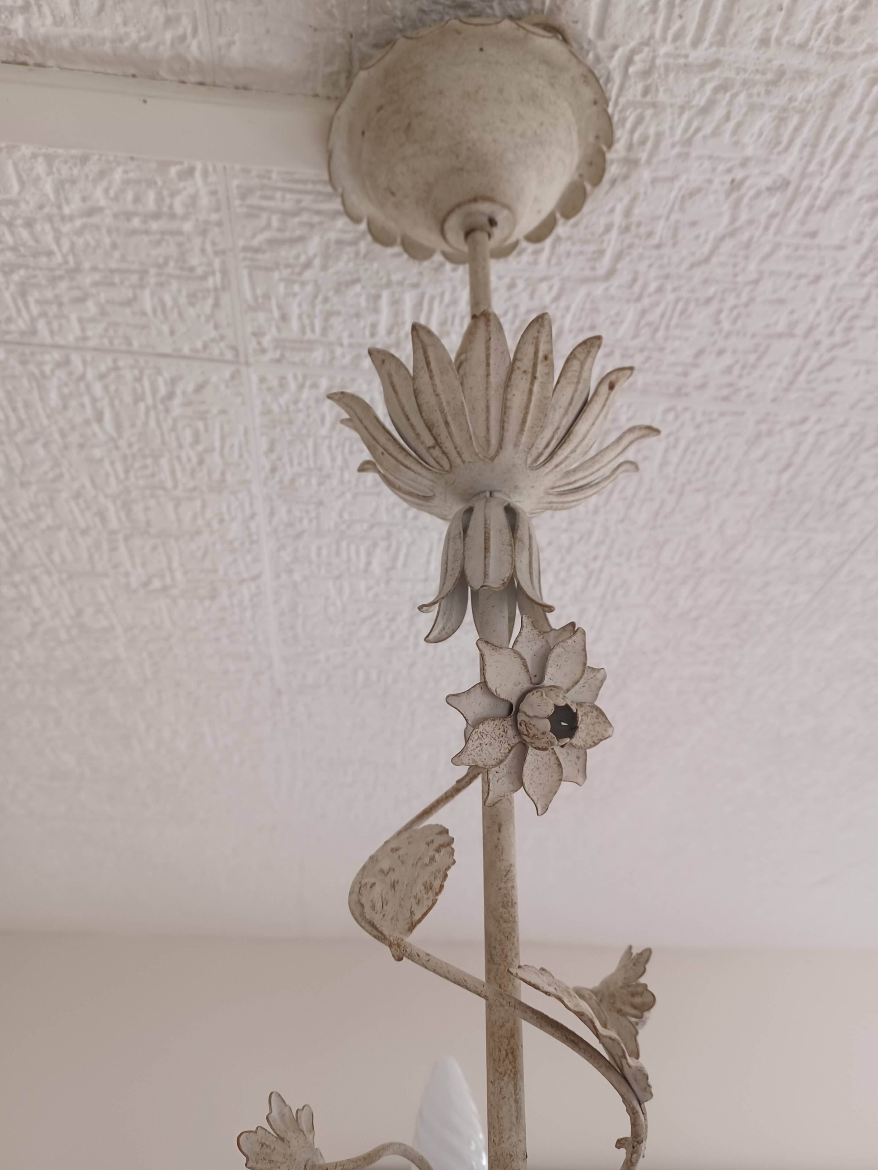 Wrought iron chandelier - Floral decor - Italy - 1950
