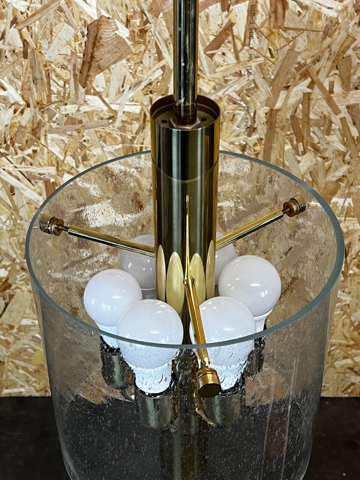 60s 70s Chandelier Huge Chandelier Pendant Lamp Limburg Glass & Chrome Design