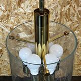 60s 70s Chandelier Huge Chandelier Pendant Lamp Limburg Glass & Chrome Design