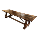 Impressive Spanish monastery table in oak, medieval style, 3m².