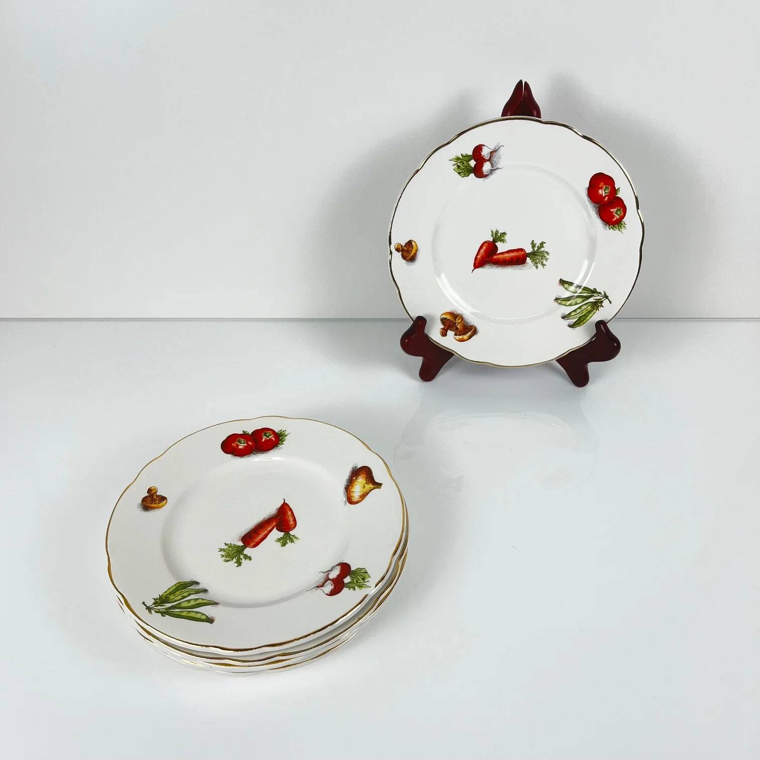 Set of 6 KG Lunéville "Le Potager" dessert plates, 1950/70