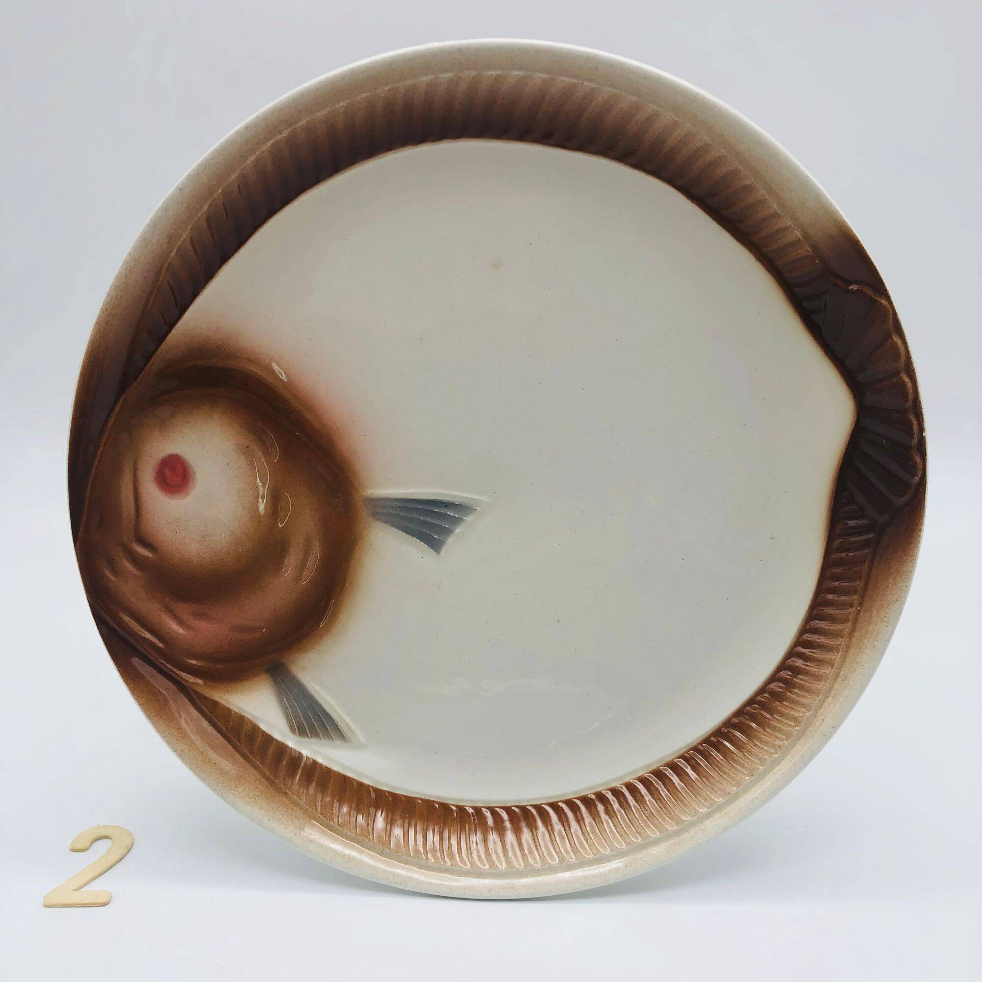 6 Fish plates, Orchies earthenware Moulin des Loups.