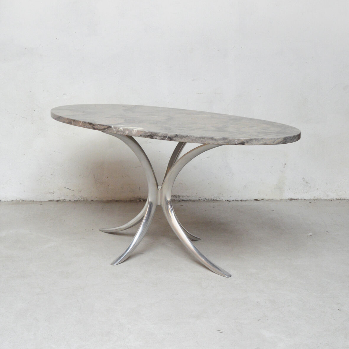 Chrome and marble table, Italy 1970