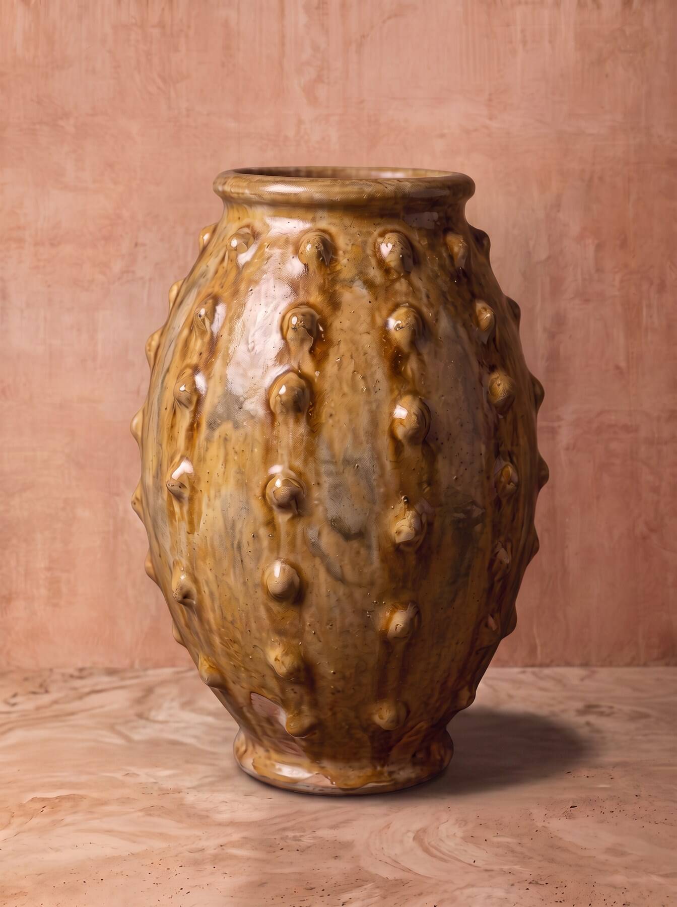 Glazed terracotta reserve jar with bulges