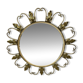 Miroir soleil convexe en métal doré