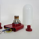 Pair of red and white Space Age wall lights 60s 70s