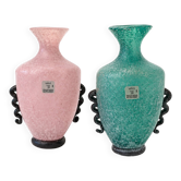 Paire de vases amphores Murano Scavo Gambaro & Poggi