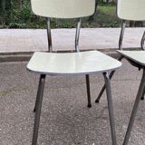 Set of 3 light green formica chairs by Plastilux from the 1950s.
