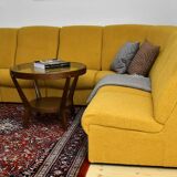 Yellow bouclé corner modular sofa, 1970s, set of 6