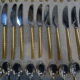 Housewife in silver and gold metal 104 cutlery