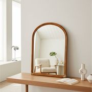 Vintage arch mirror in rattan and bamboo (90x61 cm) – Riviera style, years