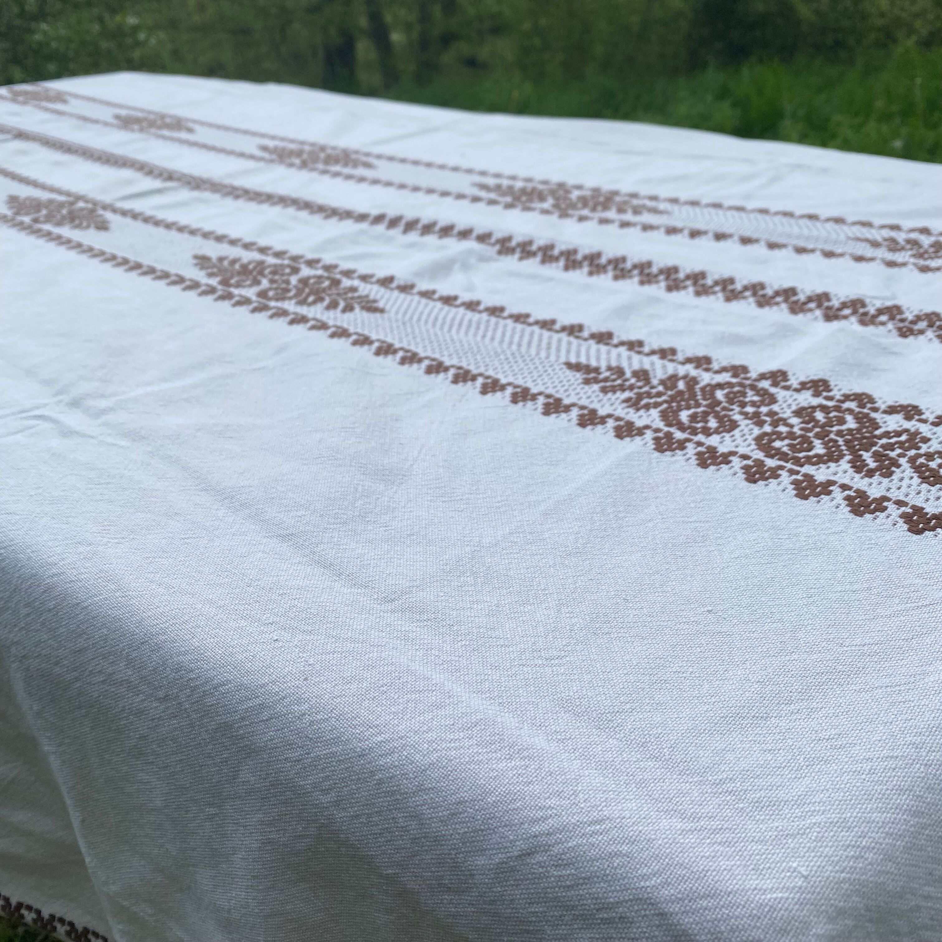 Vintage reversible rectangular tablecloth 140 X 180