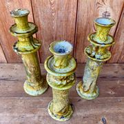 3 Bougeoirs de Tamegroute en céramique émaillé.