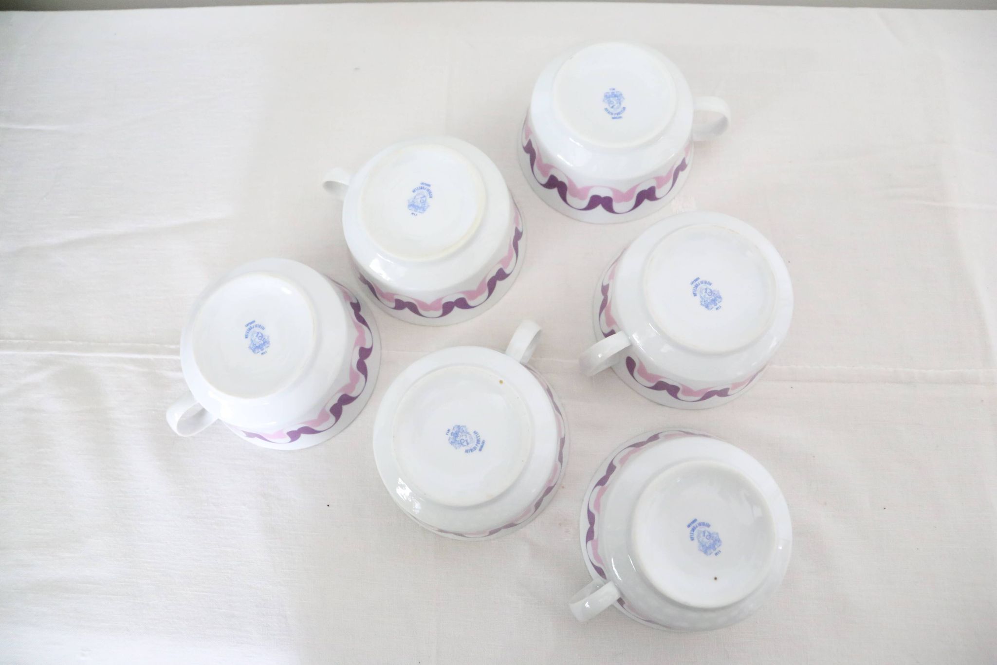 Set of 6 cups in Alfoldi porcelain, vintage Hungarian