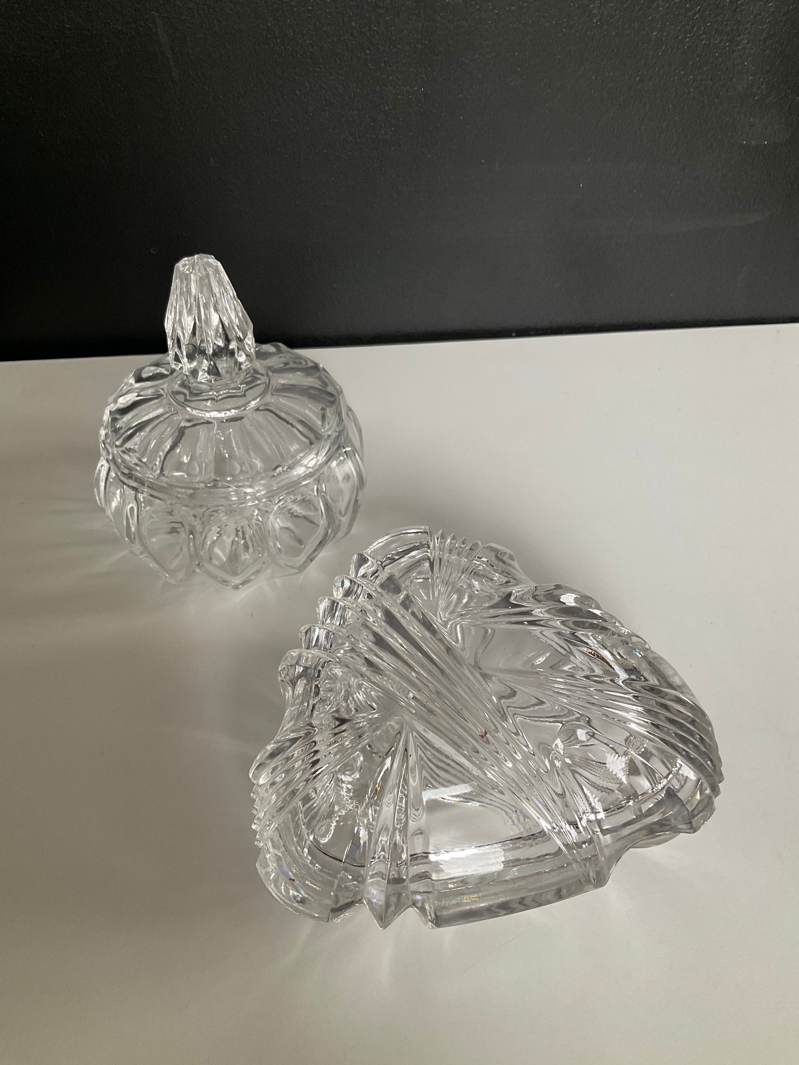 Duo of vintage crystal and glass sweet jars