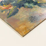 Bouquet de fleurs, huile sur assiette