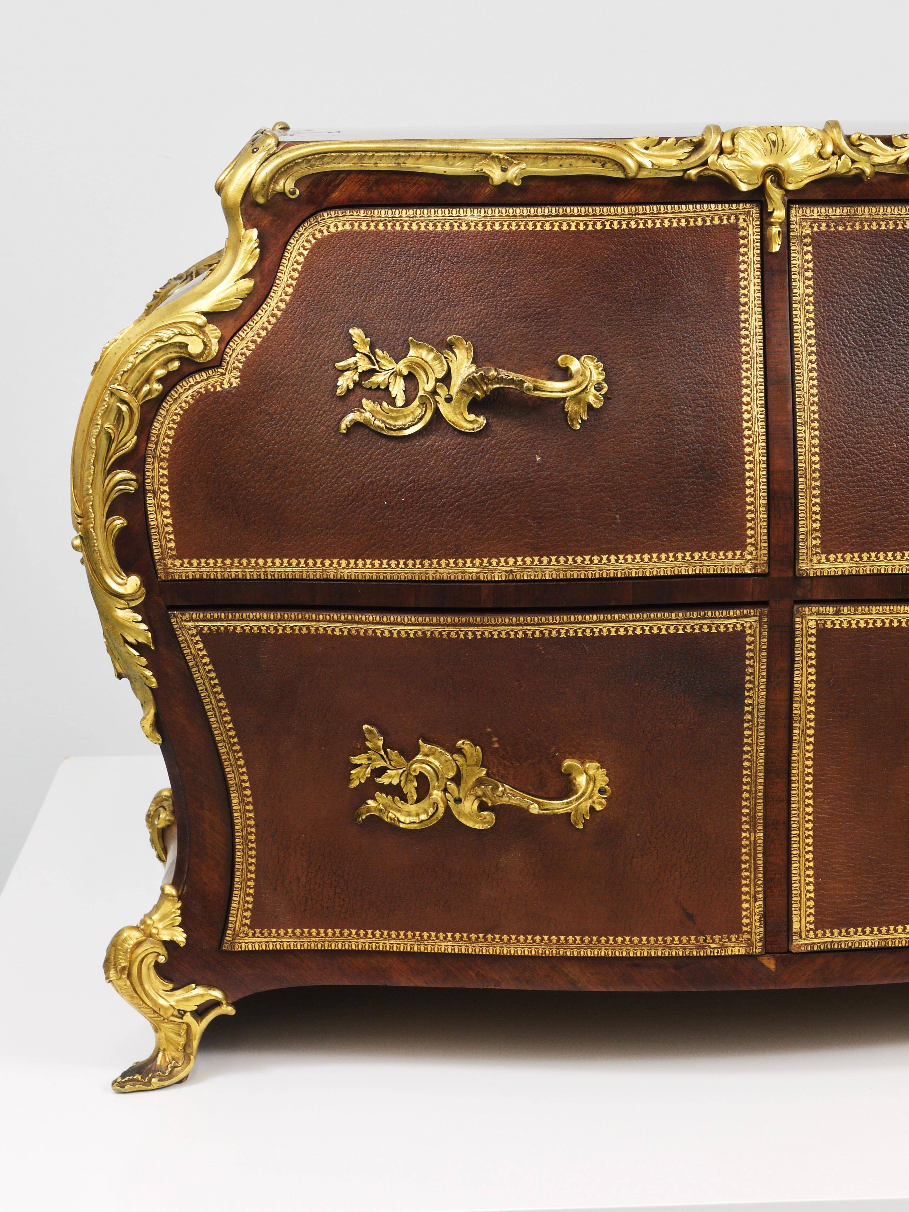 G. Durand Louis XV Bombe Commode, Marquetry, Gilt Bronze, 1880, Paris, France