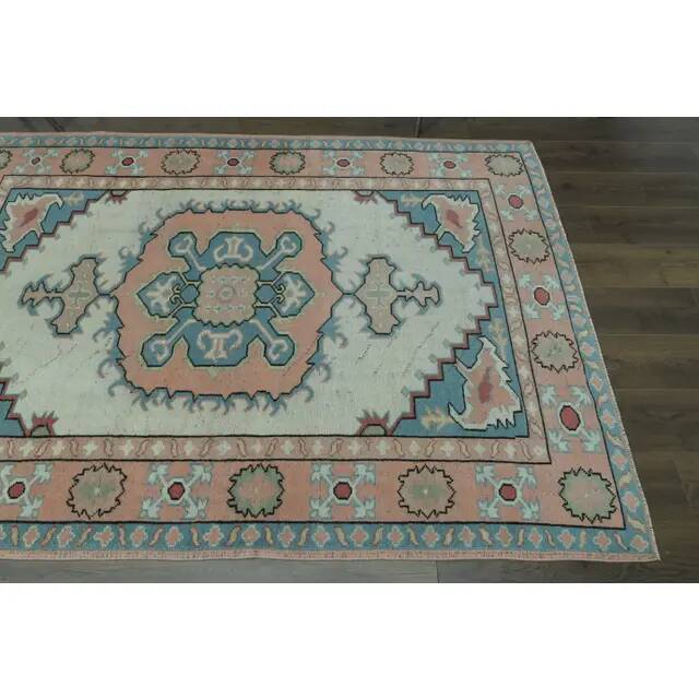 1970s Vintage Turkish Oushak Handmade Wool Cotton Orange Area Rug 160x227