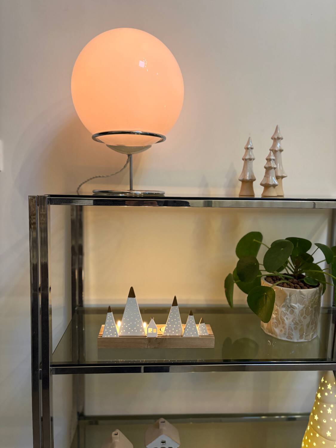 Chrome and smoked glass shelf
