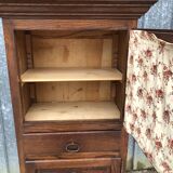 Solid oak wardrobe with 2 doors and 1 drawer in neo Louis XIII style.