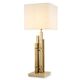 Pair of modern table lamps, vintage brass finish, travertine base.