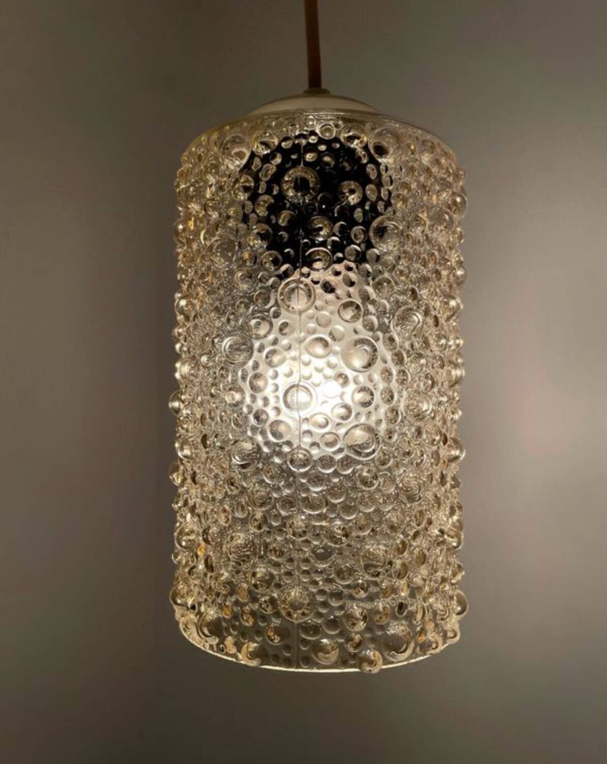 Amber bubble glass pendant light from the 60s
