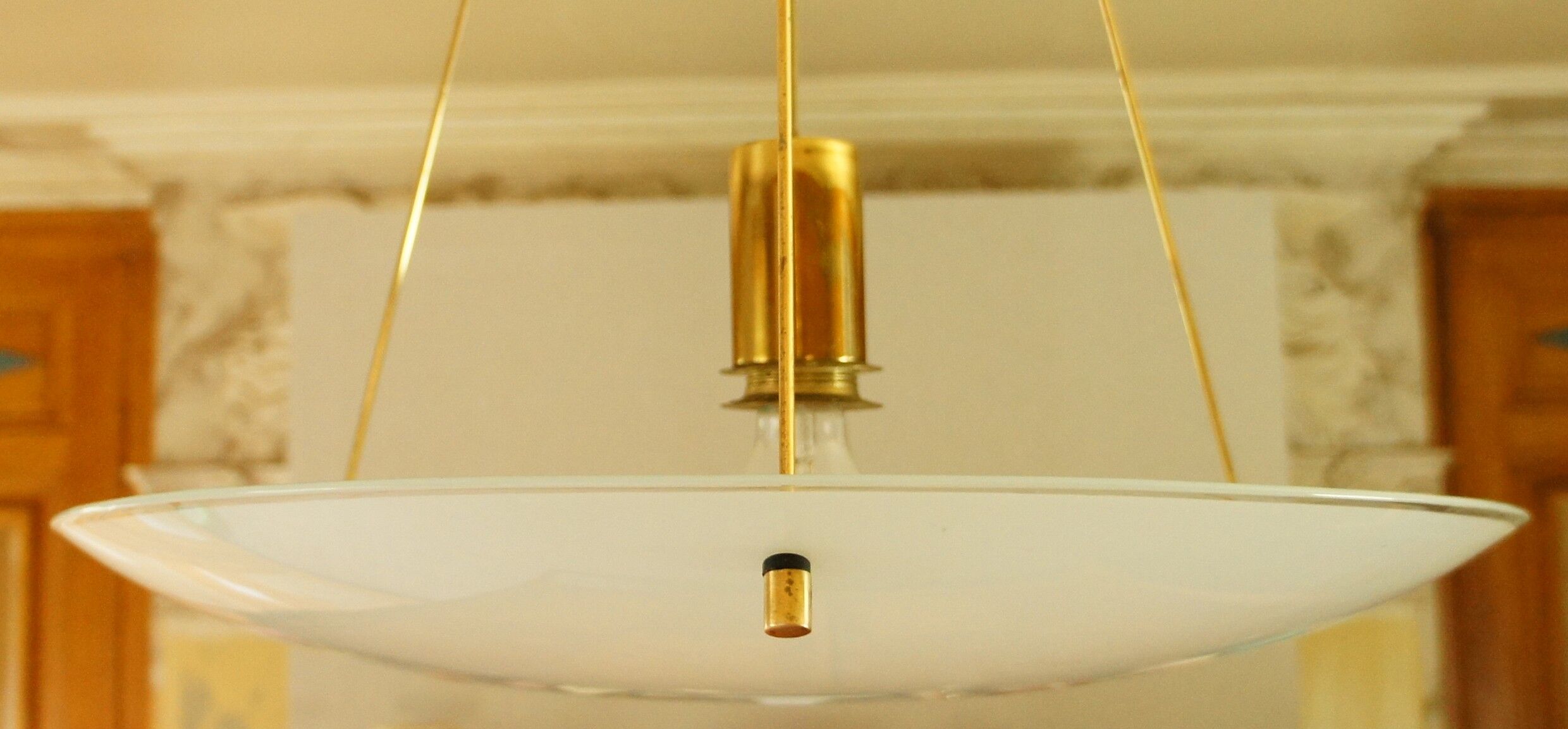 Ikea vintage brass &opalin glass hanging lamp circa 1970