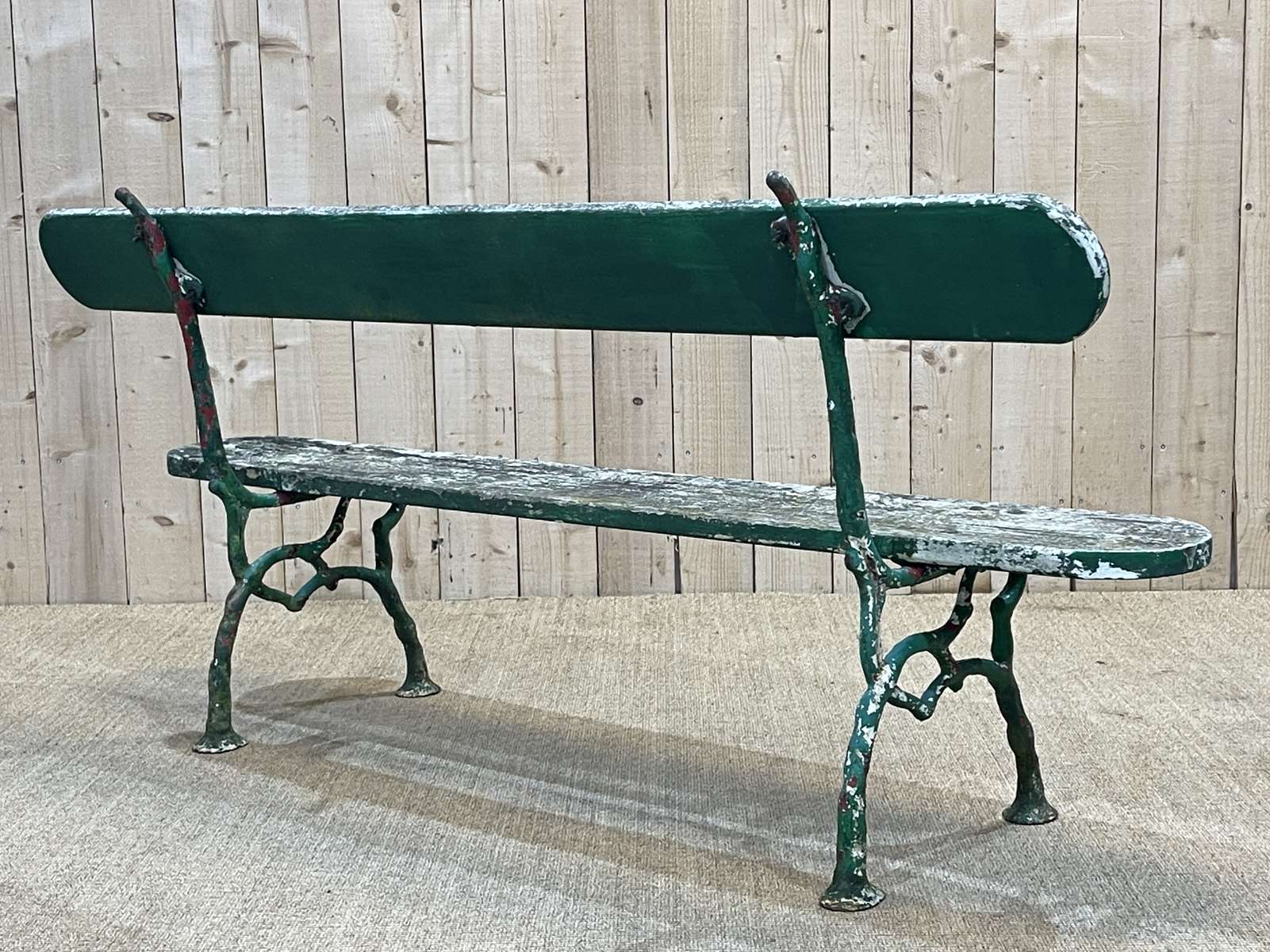 Garden bench of the early twentieth century cast iron and teak