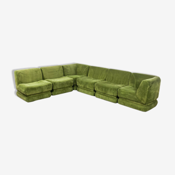 Vintage green velvet elemental sofa