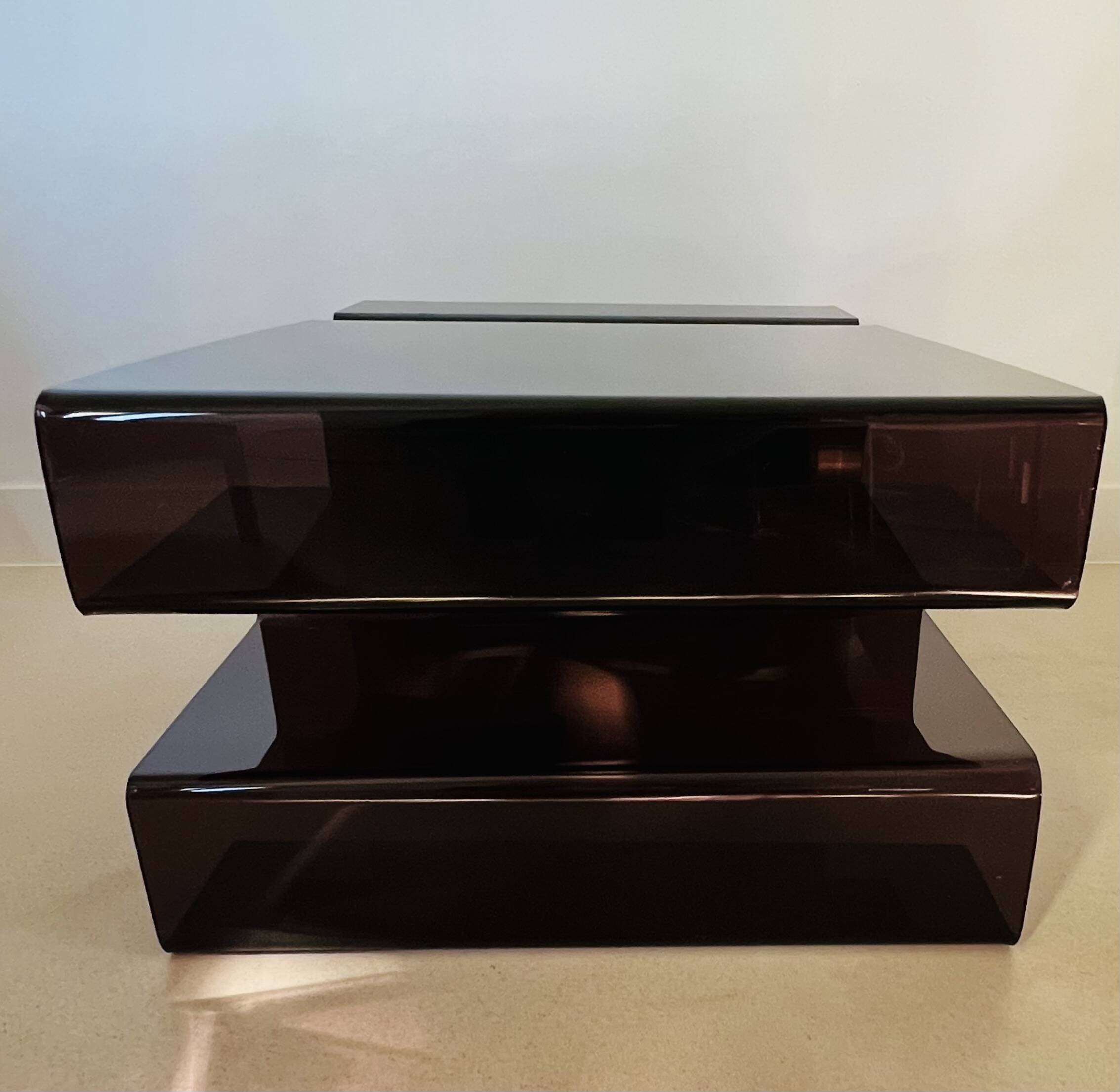 Large coffee table in smoked acrylic glass, France, 1970s