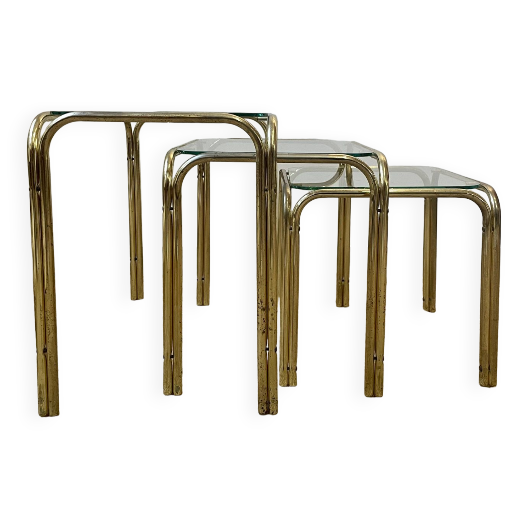 Set of 3 glass nesting tables